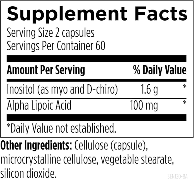 Designs for Health Inositol + ALA Capsules - Sensitol Myo-inositol (MI) + D-Chiro Inositol (DCI) with Alpha Lipoic Acid - Vegan Non-GMO Supplement (120 Capsules)