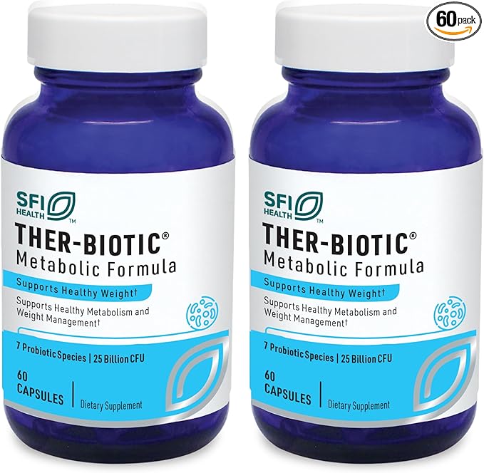 Klaire Labs SFI Health Ther-Biotic Metabolic Formula Probiotic - Supports Metabolism + Immune System - Vegetarian Probiotics - Hypoallergenic Dairy-Free (60 Capsules / 2 Pack)
