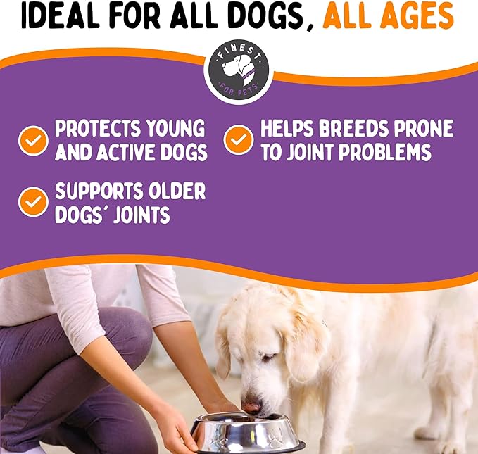 Joint Repair Dog Hip and Joint Supplement with Glucosamine Chondroitin Omega 3 MSM &amp Turmeric. Supports Hip &amp Joint Health Mobility &amp Cartilage Development. 120 Chicken Flavor Chews M
