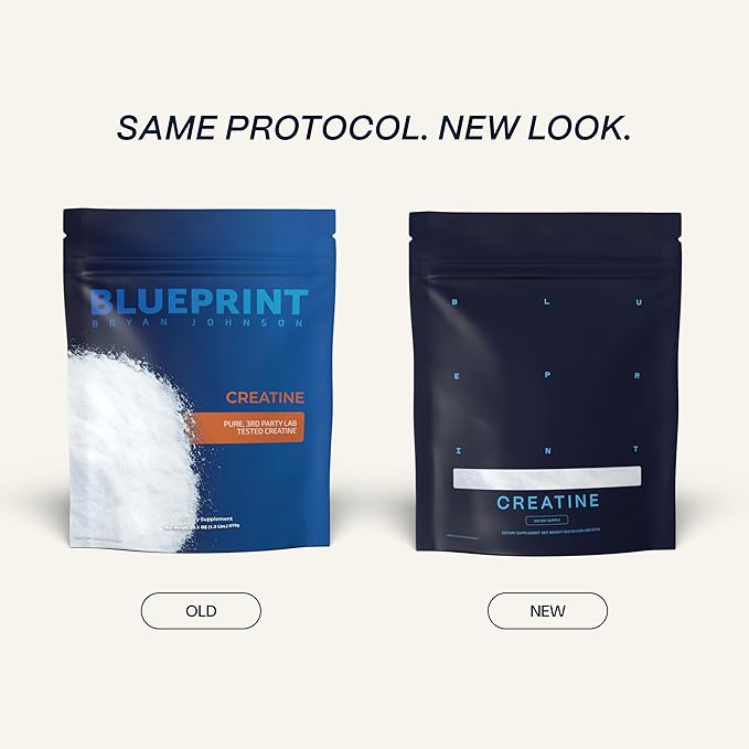 Blueprint Bryan Johnson Creatine Monohydrate Powder – Amino Acid Powder - Supplement Supports Muscle Growth Recovery Strength &amp Focus – Unflavored Creatine for Women &amp Men – 5g Dose – 100 Se