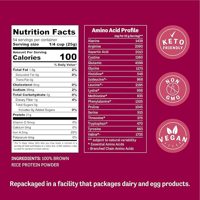 Judee's Gluten Free Brown Rice Protein Powder - Sprouted Rice Formula - Keto-Friendly Plant-Based Nutrition - Dairy &amp Soy-Free Shake Base - 3 lb Unflavored Pack of 1