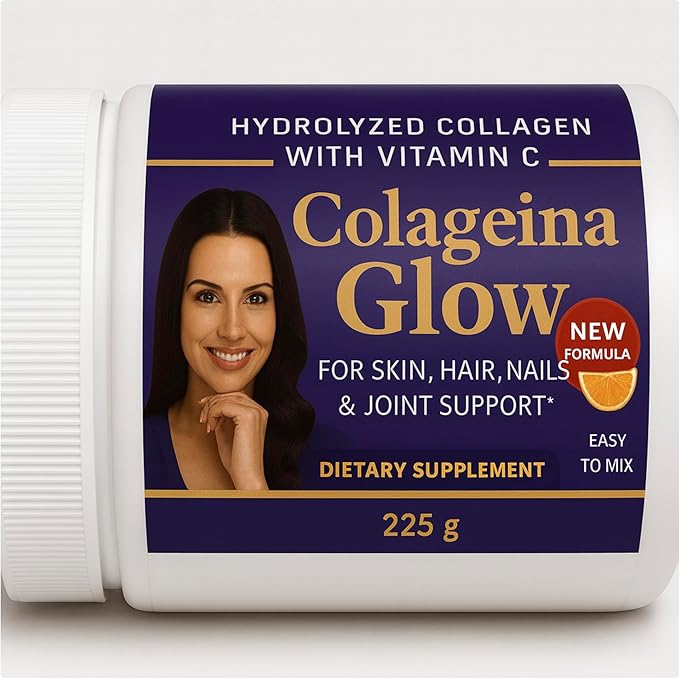 Colageina Glow – Collagen Powder 7.9 oz (225 g) | Daily Use Supplement with Collagen Vitamin C &amp Hyaluronic Acid | Neutral Flavor | Premium Quality Presentation for Everyday Routin Collageina 10