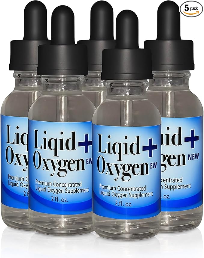 Stabilized Liquid Oxygen Drops – Concentrated Supplement to Oxygenate The Body Boost Energy Support Immunity Hydration and Overall Wellness | Vegan and Sugar-Free 5 Bottles. New Formula