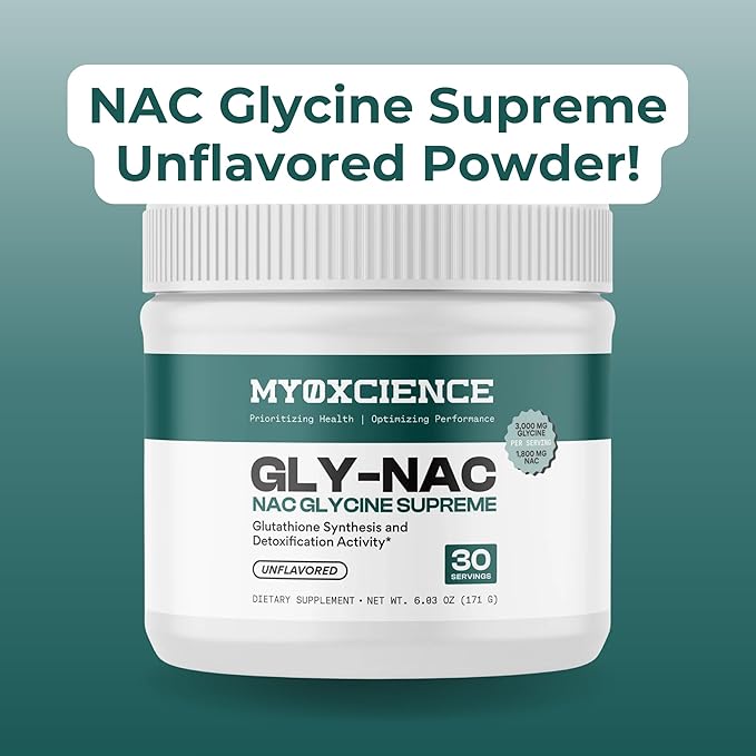 MYOXCIENCE Gly-NAC | NAC Glycine Supreme | Supports Glutathione Synthesis &amp Antioxidant Activity | 3000 mg Glycine &amp 1600 mg N-Acetyl-Cysteine per Serving | Unflavored 30 Servings
