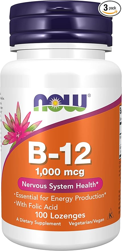 NOW B-12 1000mcg 100 Lozenges (Pack of 3)