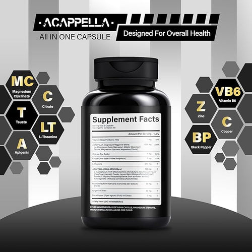 ACAPPELLA Magnesium Complex with Glycinate Citrate Malate Taurate Aspartate Gluconate Orotate Chloride Magnesium Complex Supplement (1)