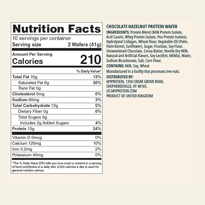 Myprotein Protein Bars Crispy Protein Wafers 15g High Protein Snacks Box of 10 Chocolate Hazelnut Wafers Packs Milk &amp Whey Protein Isolate Light &amp Crunchy