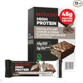 MUSASHI High Protein Bar 45g Protein 2g Total Sugars Cookies &amp Cream Post Workout and Protein Snack On The Go 12 Pack of 3.2oz (90g) Bars