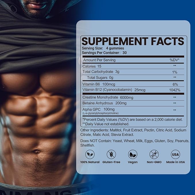 Creatine Monohydrate Gummies 6g for Men &amp Women 120 Count