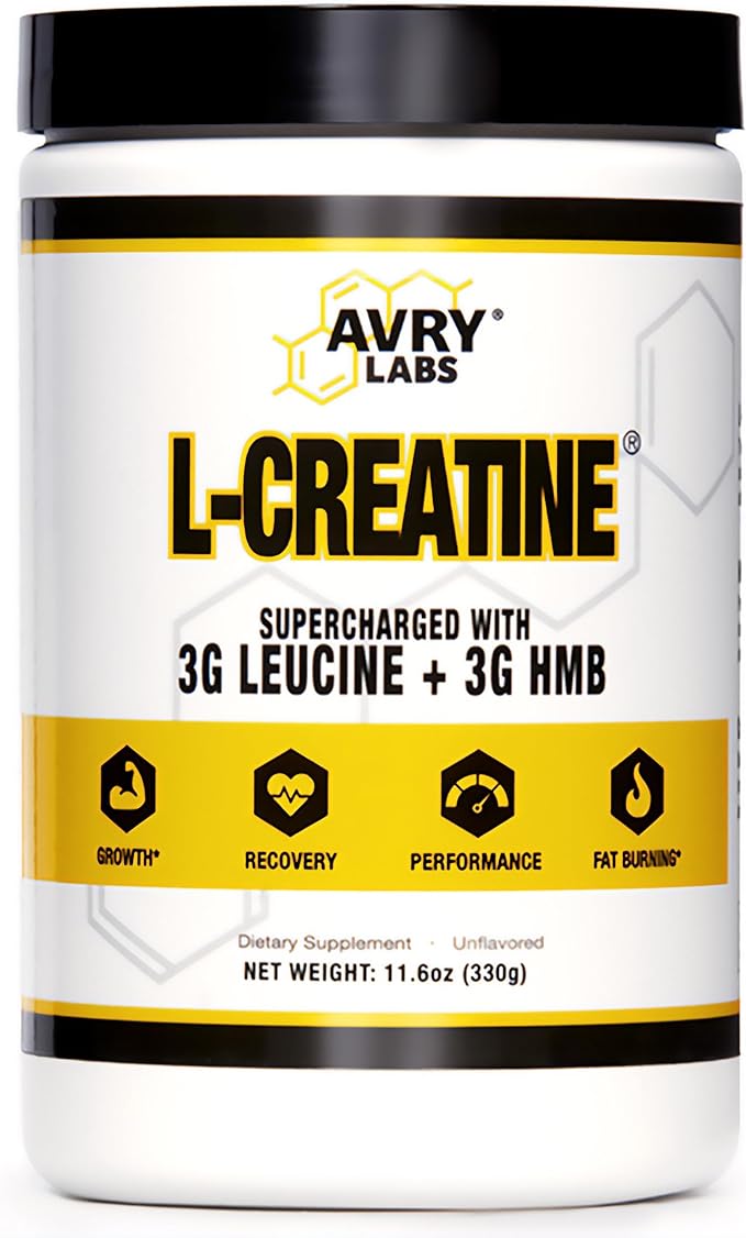 L-CREATINE Supplement: Creatine Monohydrate w/Leucine Amino Acid and HMB – Supports Muscle Mass Strength Recovery &amp Performance + Reduce Fat – Vegan 11oz (330g) Powder