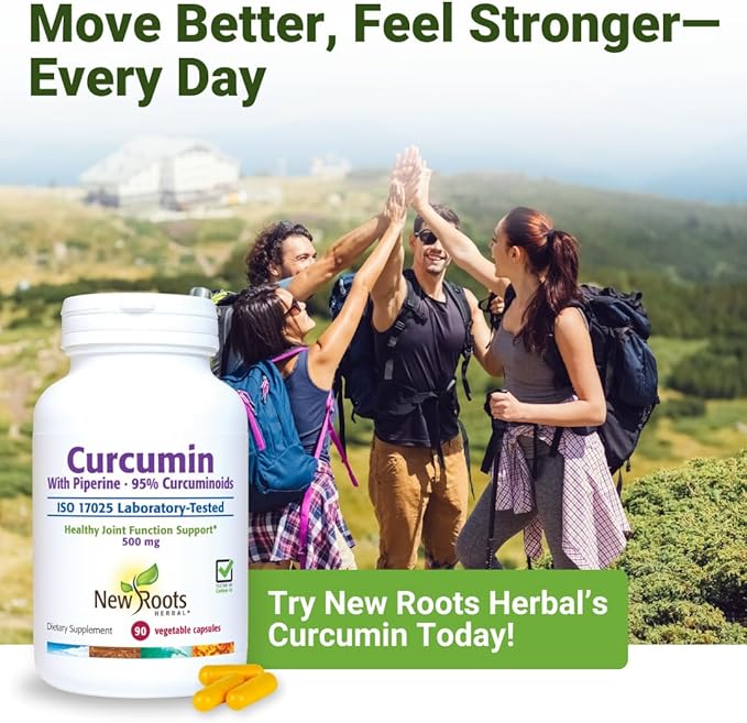 NEW ROOTS HERBAL Turmeric Curcumin Supplement 500mg with Black Pepper Extract - 20x Better Absorption | Coumarin Capsules with 95% Curcuminoids &amp 95% Piperine (90 Veg Capsules)