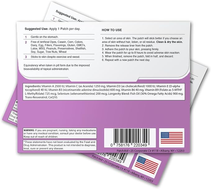 Patch Aid Women’s Anti-Aging Support Bundle: Collagen Plus + Anti-Aging Complete Topical Patches – Promote Youthful Skin Joints &amp Vitality | $50 Value