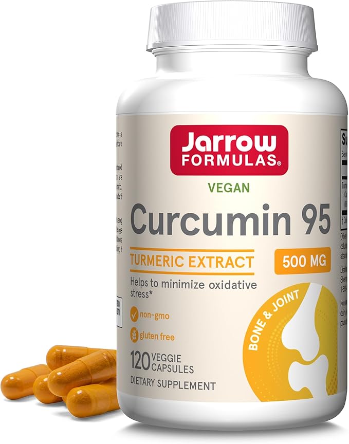 Jarrow Formulas Curcumin 95 500mg - Up to 120 Servings (Veggie Caps) &amp Extra Strength Methyl B-12 1000 mcg &amp Methyl Folate 400 mcg + P-5-P