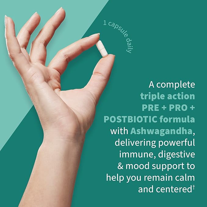 Garden of Life Dr. Formulated Pre Post &amp Probiotics Calm 50 Billion CFU Daily 3-in-1 Complete Supplement with Ashwagandha – Mood Support Digestive &amp Immune Support 30 Vegetarian Capsules