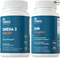 Dr. Tobias Omega 3 Fish Oil and DIM Complex Supplements Supports Heart Brain Immune Function and Hormone Balance for Women &amp Men with BioPerine Borccoli Extract &amp Calcium D-Glucarate 60 Ca