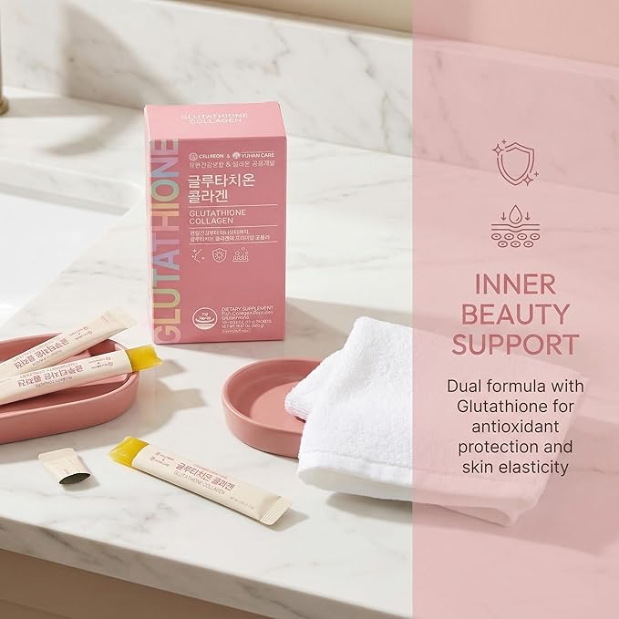 Korean Glutathione Collagen Jelly Sticks 30 Packets - Premium Beauty Supplement with 2000mg Fish Collagen Peptide Anti-Wrinkle Hydrating Skin Elasticity Joint Support