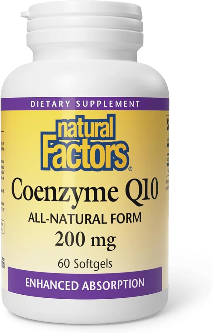 Natural Factors Coenzyme Q10 - Antioxidant Support Supplement Supports Cellular Energy Production - Better Absorption Aids Healthy Heart Function - 200 mg 60 Softgels (60 Servings)