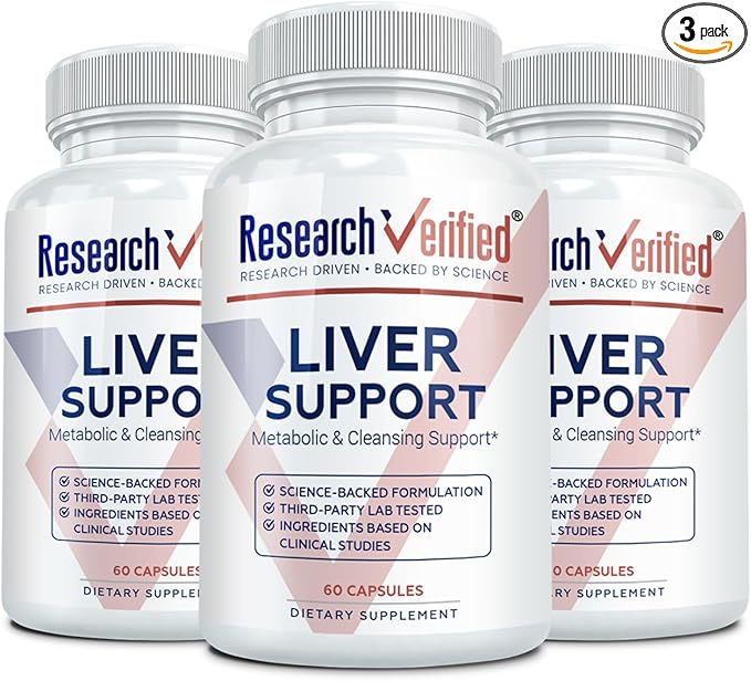 Research Verified Liver Support - Liposomal Milk Thistle Artichoke Extract Glutathione BioPerine - Vegan - 60 Capsules - Pack of 3