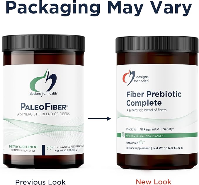 Designs for Health Fiber Prebiotic Complete - 12 Digestive Fiber Blend Powder Supplement w/Psyllium Husk Flax + Apple Pectin - Prebiotic Gut Support Unflavored + Unsweetened (30 Servings / 300g)
