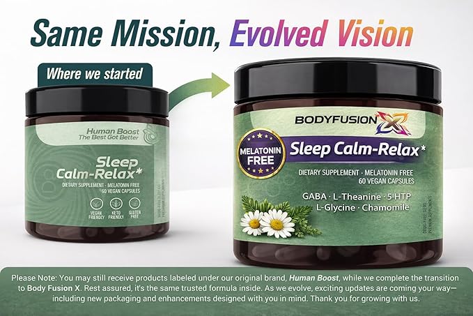 BodyFusionX Sleep Aid for Adults – Melatonin Free Nighttime Stress Support for Deep Rest &amp Next Day Energy – Ashwagandha KSM-66 L-Theanine &amp Lemon Balm – 60 Capsules