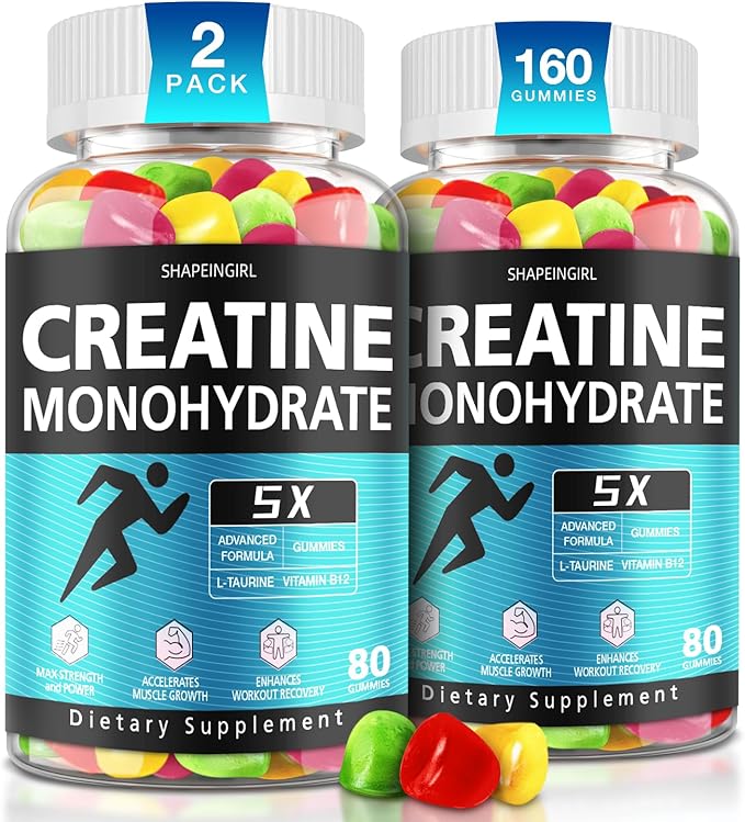 Creatine Monohydrate Gummies for Men &amp Women - Low Sugar Chewable Creatine Gummies