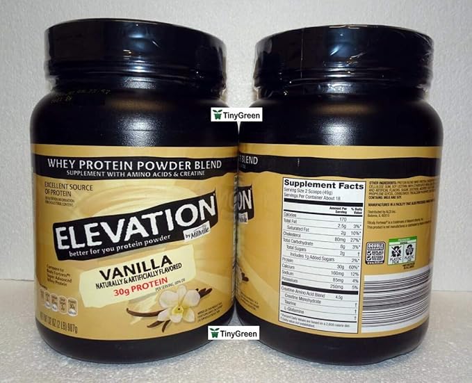 Elevation by Millville Whey Protein Powder Blend Vanilla 32oz 907g (Pack of Two)