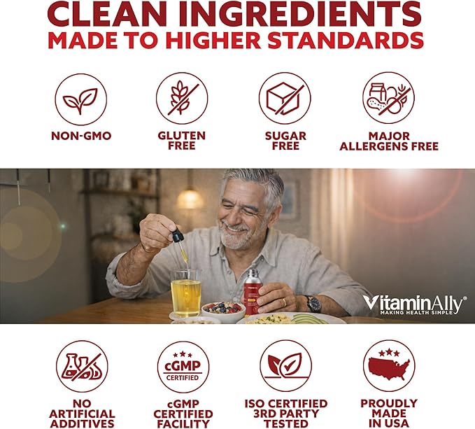 Liposomal Men's 50+ Liquid Multivitamin Drops | Non-GMO | Sugar Free | Gluten Free | 30 Day Supply | 3 FL Oz | Supports Brain Health Immunity and Energy Production