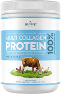 Revive Naturals Multi Collagen Hydrolyzed Protein Powder (16oz) - Types I II III V &amp X - Grass Fed Bovine Wild Caught Marine Free Roaming Chicken &amp Eggshell Collagen Peptides