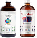 LIQUIDHEALTH Complete Multiple Daily Multivitamin &amp Neurologic Nootropic Liquid Vitamin Bundle for Adults - Boost Immune Support Improve Memory Focus &amp Concentration - Vegan Non-GMO Made i