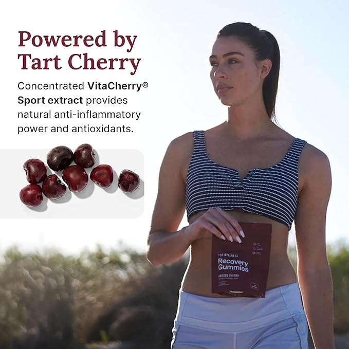 Recovery Gummies Restore - Tart Cherry Gummies for Muscle Recovery - Hibiscus Cherry Flavor with Antioxidants &amp Electrolytes Combats Soreness Boosts Energy - Vegan Non-GMO Gluten-Free - 90ct