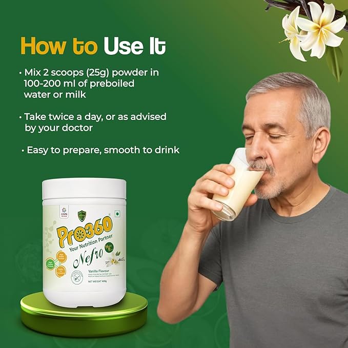 Powder – Vanilla Flavour 400g – High Protein Dialysis Care Nutritional Supplement for Renal Support – Vanilla Protein Powder with L-Taurine