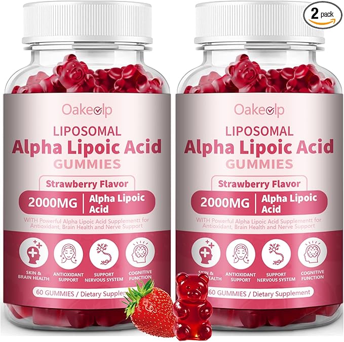 2 Pack Liposomal Alpha Lipoic Acid Gummies 2000mg GummiesHigh Potency ALA Complex Biotin &amp Benfotiamine for Antioxidant Brain Health and Nerve* SupportLiposomal Enhance 98% Absorption