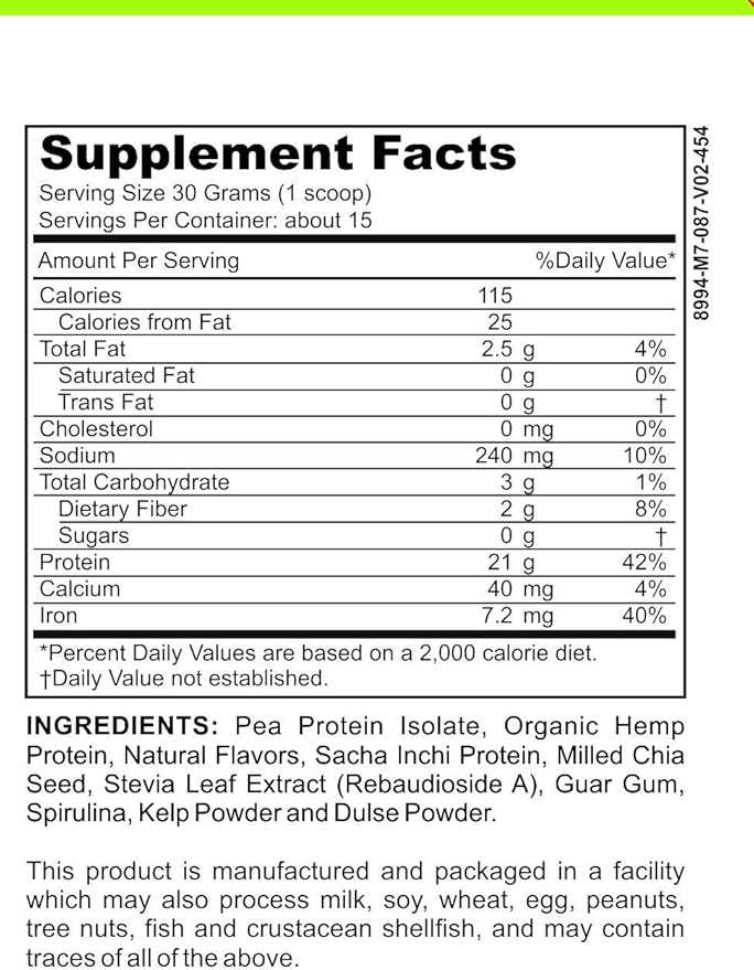 Casa de Sante Vegan Protein Vanilla - GLP-1 Support Low FODMAP Gut Friendly Plant Protein Powder - 21g Protein - MD PhD Formulated - Pea Hemp Sacha Inchi - 16 oz