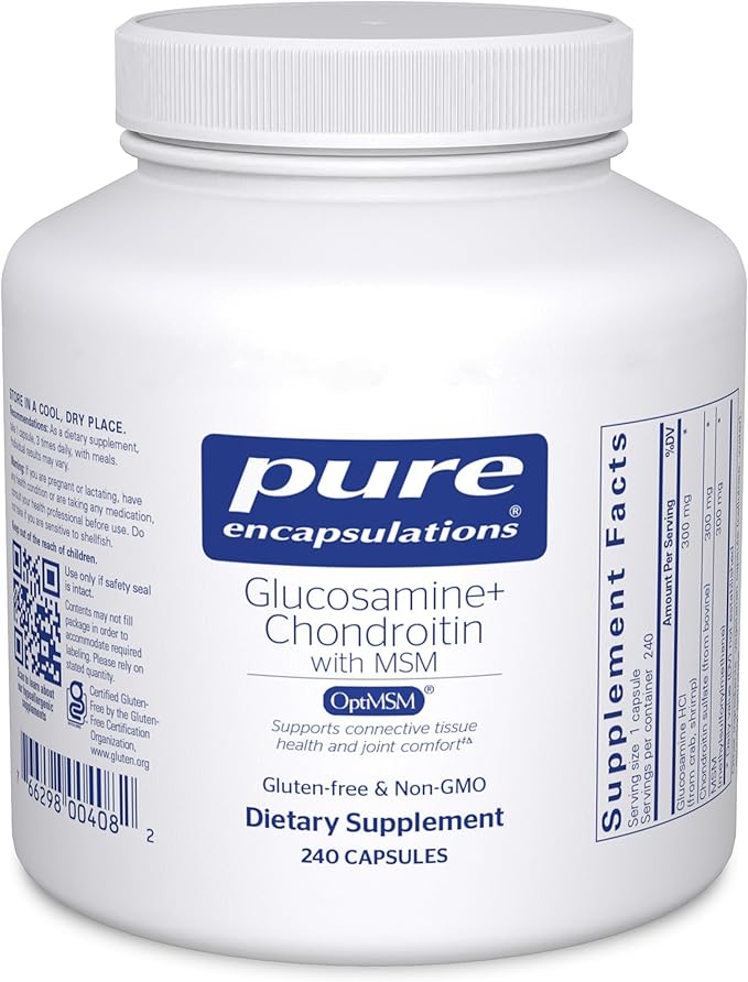 Pure Encapsulations Glucosamine Chondroitin with MSM - Supports Joint Health &amp Normal Cartilage Formation* - Maintains Enzyme Activity - Gluten-Free &amp Non-GMO - 240 Capsules