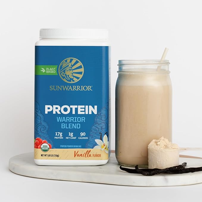 Sunwarrior Creatine Powder &amp Vanilla Organic Plant Based Protein Powder Set | Bundle &amp Save | Vegan Organic Protein Plus Unflavored Creatine Monohydrate (60 Servings Unflavored 30 Servings Va