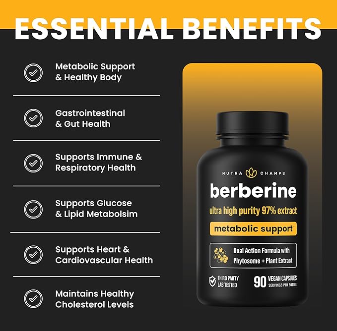 NutraChamps Complete Bone &amp Metabolic Support : Magnesium Zinc D3 &amp Berberine Duo