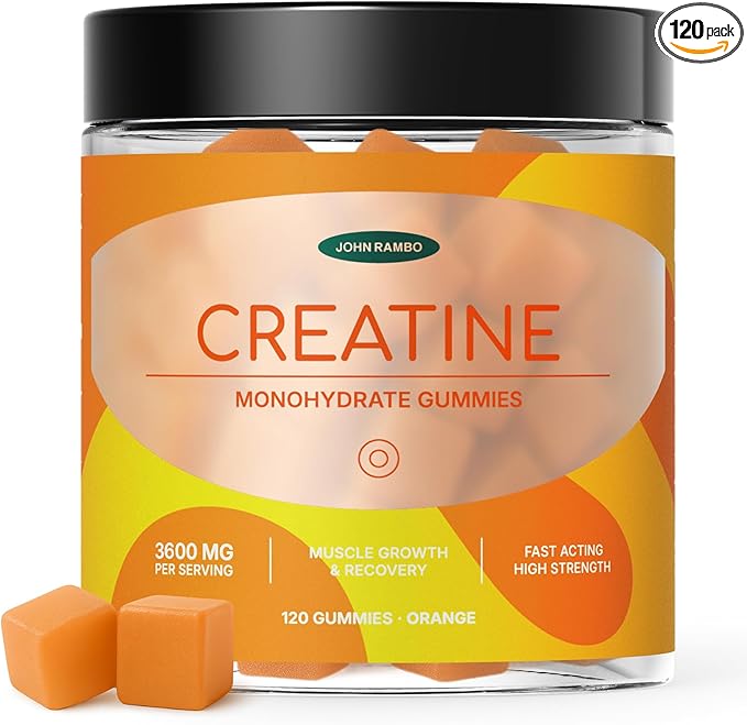 Creatine Monohydrate Gummies – 3600mg Real Creatine Per Serving – Transparent Label Refreshing Orange Flavor Lab-Tested Muscle &amp Strength Supplement