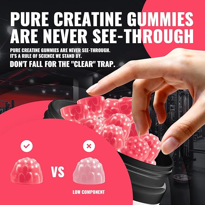 Natures Aid NSF Certified Creatine Gummy 5g - Creatine Monohydrate Gummies – Pre-Workout Energy &amp Muscle Growth Support for Men &amp Women | Peach Electrolyte Gummies (135 Count)