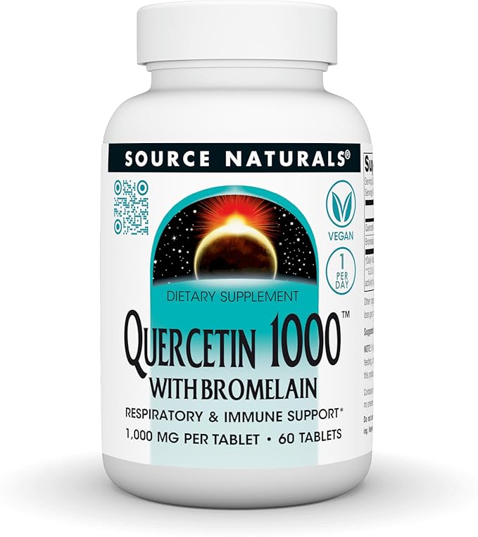Source Naturlas Quercetin 1000 with Bromelain Respiratory and Immune Support* 1000 mg Tablets 60 Count