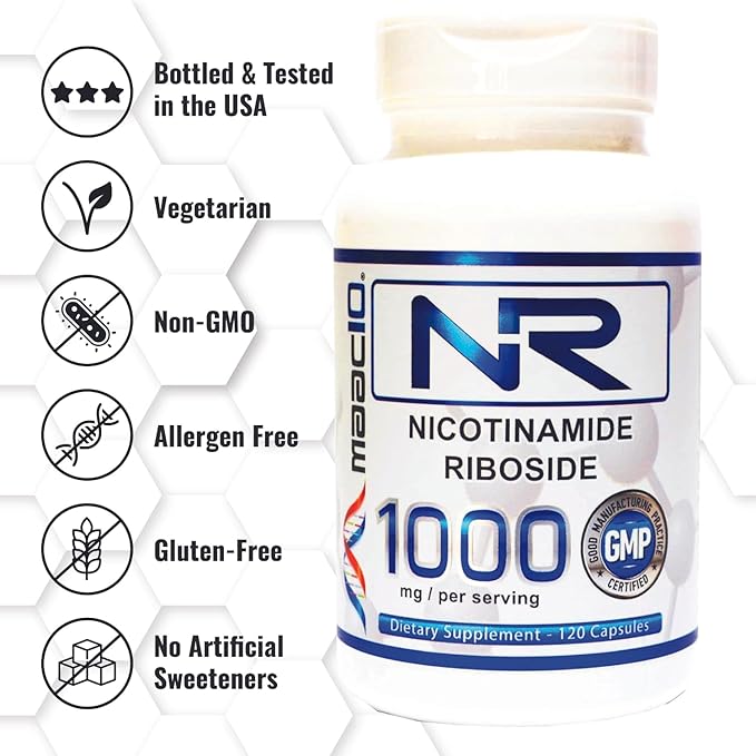 MAAC10 NR Nicotinamide Riboside 1000mg Serving | Third Party Lab Tested NAD+ Supplement | NMN Supplement Alternative.