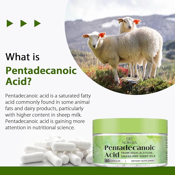 Pentadecanoic Acid C15:0 Supplements 300mg High-Altitude Sheep Milk Sourced | 120 Capsules
