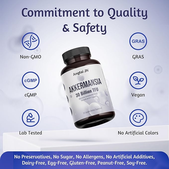 Akkermansia Muciniphila Probiotic 30 Billion TFU Pasteurized Form with Natural Prebiotic Inulin GLP-1 Supplement for Gut Health &amp Digestion Shelf Stable 30 Vegan Capsules