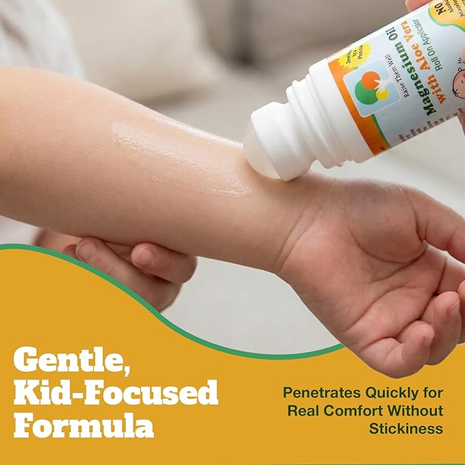 Magnesium Oil Roll-On for Kids with Aloe Vera for Muscle Relaxation &amp Joint Relief Fast-Absorbing Topical Soothing Formula for Sore Muscles Tension &amp Cramps Natural Calm Support 3 fl oz