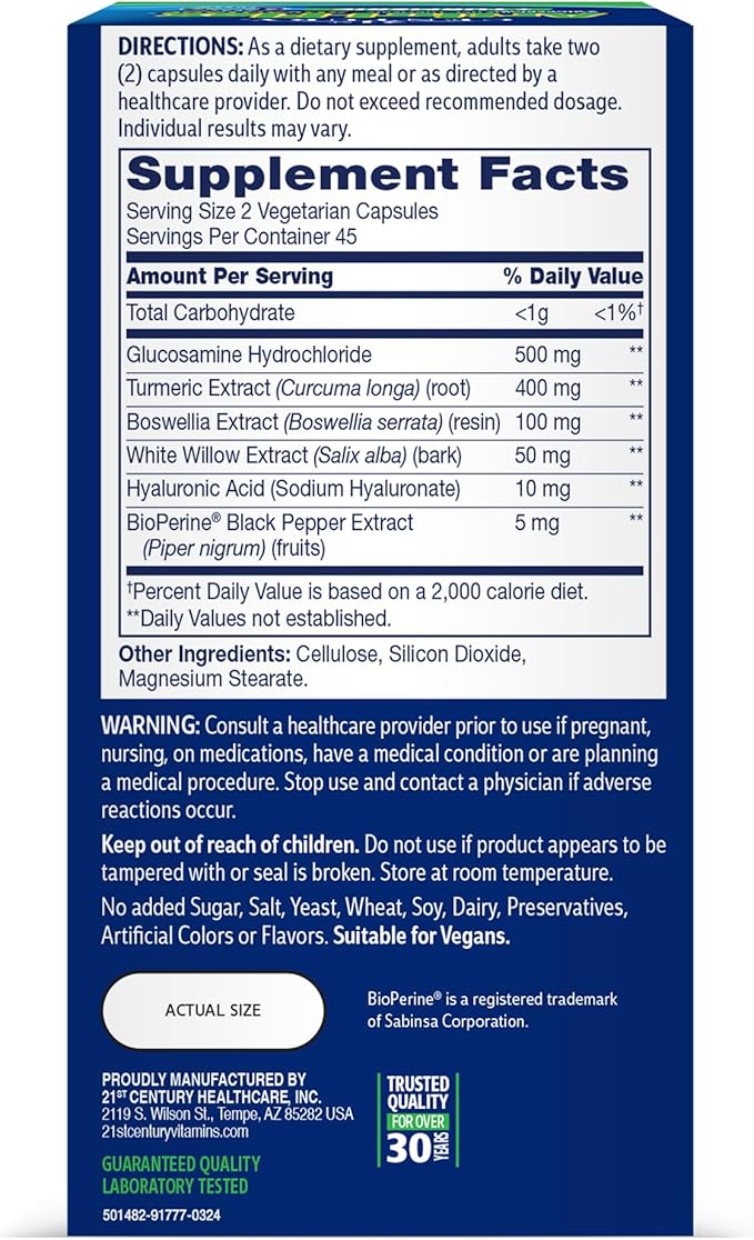 21st Century Arthri-Flex Advantage Plus Turmeric Vegetarian Capsules 90 Count
