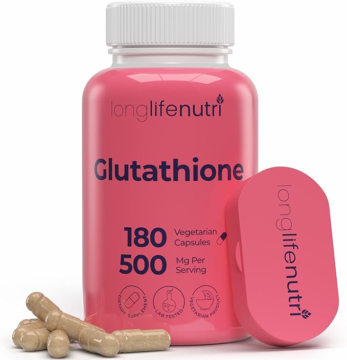Reduced Glutathione 500mg – with White Milk Thistle and Alpha Lipoic Acid 180 Vegetarian Capsules Natural Antioxidant 3-Month Supply GMP Certified Made in USA