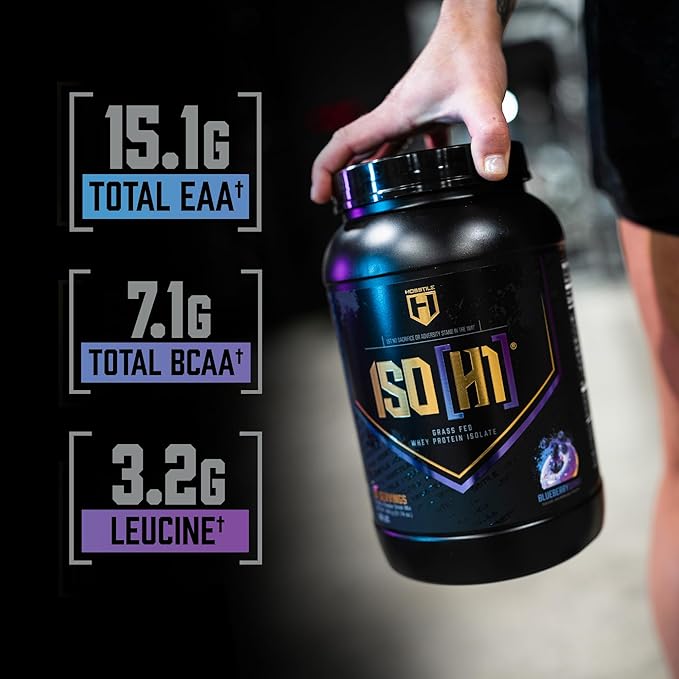 HOSSTILE ISO[H1] Grass Fed Whey Protein Isolate with Digestive Enzymes Whey Protein Powder for Muscle Gain &amp Muscle Recovery Post Workout Recovery Drink Blueberry Donut 30 Servings