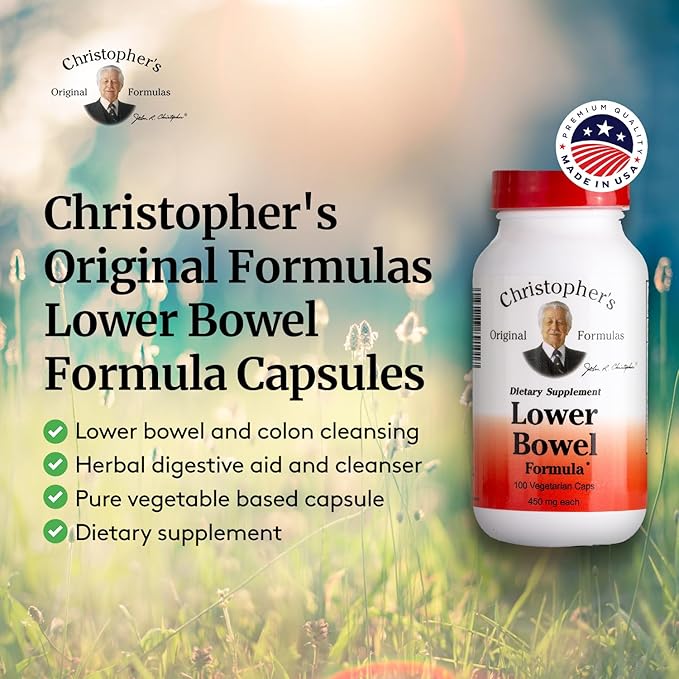 Christopher's Original Formulas Lower Bowel Cleanse Formula Capsules - Herbal Laxative Colon Cleanse and Gut Cleanse 100 ct. - Pack of 2