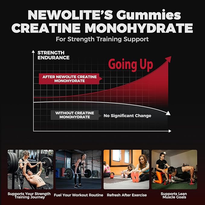 Creatine Monohydrate Gummies 9000mg Sugar-Free Strawberry Flavor – Daily Creatine Supplement for Men &amp Women 150 Count