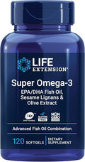 Life Extension Super Omega-3 EPA/DHA Fish Oil Sesame Lignans &amp Olive Extract – Cognitive Health Cholesterol Health Support Gluten-Free Non-GMO 120 Softgels