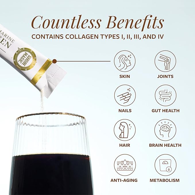 Shore Magic 14-Day Marine Collagen Packets + Beauty Sleep Formula – Types I-IV Hydrolyzed Collagen for Skin Hair &amp Nails with Nighttime Relaxation Support – Unflavored Travel-Friendly
